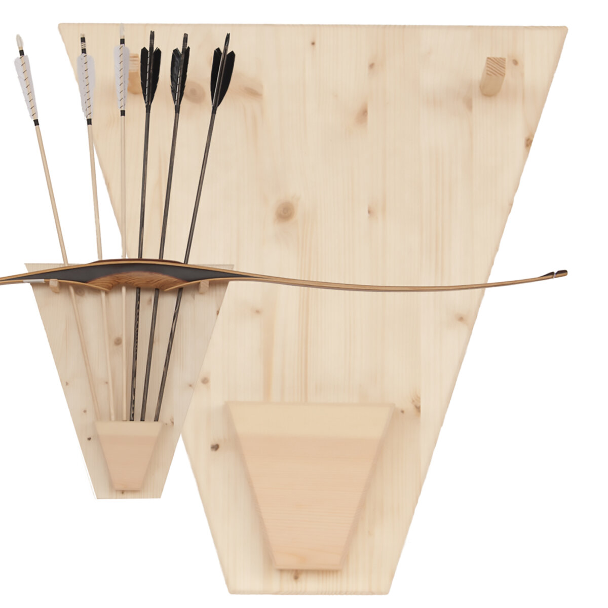 Support Mural Pour Arcs De Sport En Bois De Hêtre Massif - Capacité 3 Arcs - Hauteur 55 Cm - Neuf