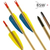 41-45 lbs | Flèche en bois | HARDWOOD - 11/32 - avec plumes naturelles | Spine 60/70 lbs | 32 pouces