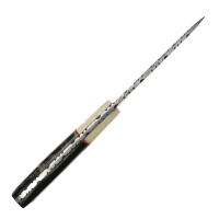elTORO Buffalo Horn - Damast - Jagdmesser - 10cm - inkl. Lederscheide