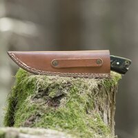 elTORO Buffalo Horn - Damast - Jagdmesser - 10cm - inkl. Lederscheide