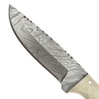 elTORO Buffalo Horn - Damast - Jagdmesser - 10cm - inkl. Lederscheide