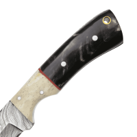 elTORO Buffalo Horn - Damast - Jagdmesser - 10cm - inkl. Lederscheide