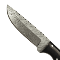 elTORO Walnut Horn - Damast - Jagdmesser - 10cm - inkl. Lederscheide