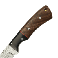 elTORO Walnut Horn - Damast - Jagdmesser - 10cm - inkl. Lederscheide