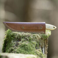 elTORO Walnut Horn - Damast - Jagdmesser - 10cm - inkl. Lederscheide
