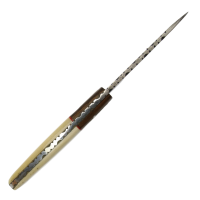 elTORO Walnut Horn - Damast - Jagdmesser - 10cm - inkl. Lederscheide
