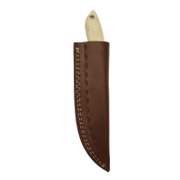 elTORO Walnut Horn - Damast - Jagdmesser - 10cm - inkl. Lederscheide