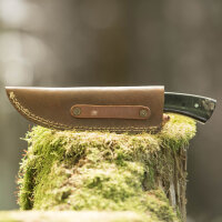 elTORO Buffalo Horn - Damast - Jagdmesser - 10cm - inkl. Lederscheide