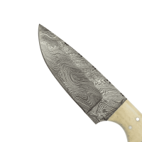 elTORO Buffalo Horn - Damast - Jagdmesser - 10cm - inkl. Lederscheide