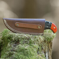 elTORO Skinner Horn - Häutemesser aus Damaszener Stahl - 8,2cm - inkl. Lederscheide