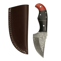 elTORO Skinner Horn - Häutemesser aus Damaszener Stahl - 8,2cm - inkl. Lederscheide