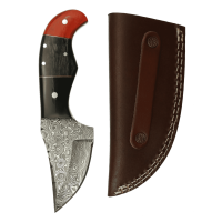 elTORO Skinner Horn - Häutemesser aus Damaszener Stahl - 8,2cm - inkl. Lederscheide