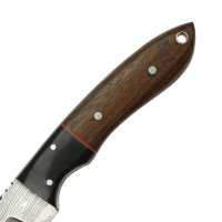 elTORO Walnut Horn - Damast - Jagdmesser - 10cm - inkl. Lederscheide