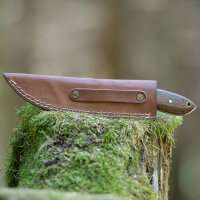 elTORO Walnut Horn - Damast - Jagdmesser - 10cm - inkl. Lederscheide
