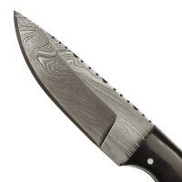 elTORO Walnut Horn - Damast - Jagdmesser - 10cm - inkl. Lederscheide