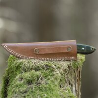 elTORO Buffalo Horn - Damast - Jagdmesser - 10cm - inkl. Lederscheide