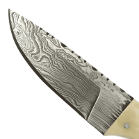 elTORO Buffalo Horn - Damast - Jagdmesser - 10cm - inkl. Lederscheide