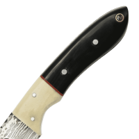 elTORO Buffalo Horn - Damast - Jagdmesser - 10cm - inkl. Lederscheide