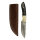 elTORO Buffalo Horn - Damast - Jagdmesser - 10cm - inkl. Lederscheide
