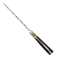 elTORO Brass Horn - Damast - Jagdmesser - 14cm - inkl. Lederscheide