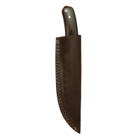 elTORO Brass Horn - Damast - Jagdmesser - 14cm - inkl. Lederscheide
