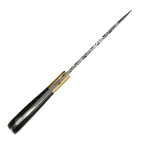elTORO Brass Horn - Damast - Jagdmesser - 12,3cm - inkl. Lederscheide