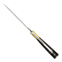 elTORO Brass Horn - Damast - Jagdmesser - 12,3cm - inkl. Lederscheide