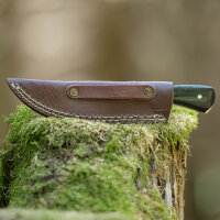 elTORO Steel Horn - Damast - Jagdmesser - 10cm - inkl. Lederscheide