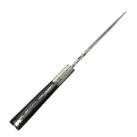 elTORO Steel Horn - Damast - Jagdmesser - 10cm - inkl. Lederscheide
