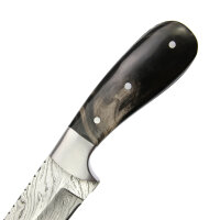 elTORO Steel Horn - Damast - Jagdmesser - 9cm - inkl. Lederscheide