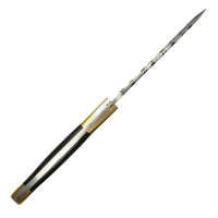 elTORO Double Brass Horn - Damast - Jagdmesser - 10,3cm - inkl. Lederscheide