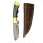 elTORO Double Brass Horn - Damast - Jagdmesser - 10,3cm - inkl. Lederscheide