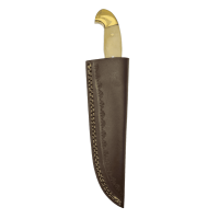 elTORO Double Brass Bone - Damast - Jagdmesser - 13cm - inkl. Lederscheide