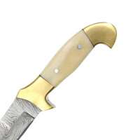 elTORO Double Brass Bone - Damast - Jagdmesser - 13cm - inkl. Lederscheide