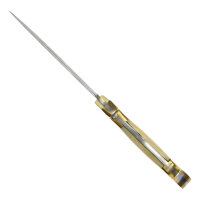 elTORO Double Brass Bone - Damast - Jagdmesser - 13cm - inkl. Lederscheide