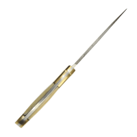 elTORO Double Brass Bone - Damast - Jagdmesser - 13cm - inkl. Lederscheide