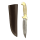 elTORO Double Brass Bone - Damast - Jagdmesser - 13cm - inkl. Lederscheide
