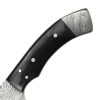 elTORO Damascus Horn - Damast - Jagdmesser - 11,5cm - inkl. Lederscheide