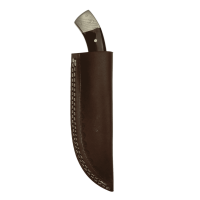 elTORO Damascus Horn - Damast - Jagdmesser - 11,5cm - inkl. Lederscheide
