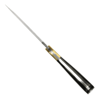elTORO Brass Horn - Damast - Jagdmesser - 12,5cm - inkl. Lederscheide