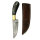 elTORO Brass Horn - Damast - Jagdmesser - 12,5cm - inkl. Lederscheide