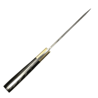 elTORO Brass Horn - Damast - Jagdmesser - 11cm - inkl. Lederscheide