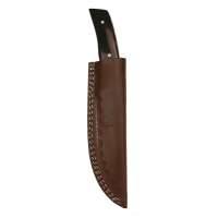 elTORO Brass Horn - Damast - Jagdmesser - 11cm - inkl. Lederscheide