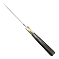 elTORO Brass Horn - Damast - Jagdmesser - 11cm - inkl. Lederscheide
