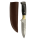 elTORO Brass Horn - Damast - Jagdmesser - 12cm - inkl. Lederscheide