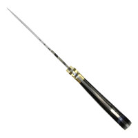 elTORO Brass Horn - Damast - Jagdmesser - 17cm - inkl. Lederscheide