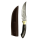 elTORO Brass Horn - Damast - Jagdmesser - 17cm - inkl. Lederscheide