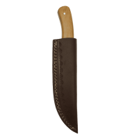 elTORO Brass Olive - Damast - Jagdmesser - 10cm - inkl. Lederscheide