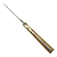 elTORO Brass Olive - Damast - Jagdmesser - 10cm - inkl. Lederscheide