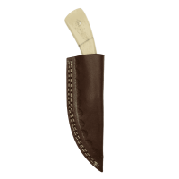elTORO Fine Brass Bone - Damast - Jagdmesser - 7,7cm - inkl. Lederscheide